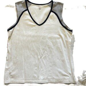 SJB Active Ladies Sports Top Large White Gray Black Trim by St Johns Bay